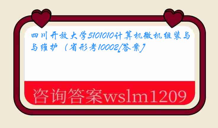 四川开放大学5101010计算机微机组装与维护（省形考10002[答案]