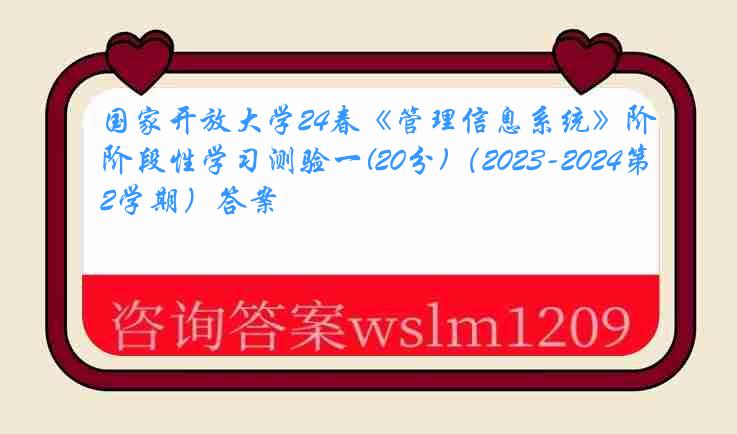 国家开放大学24春《管理信息系统》阶段性学习测验一(20分)（2023-2024第2学期）答案