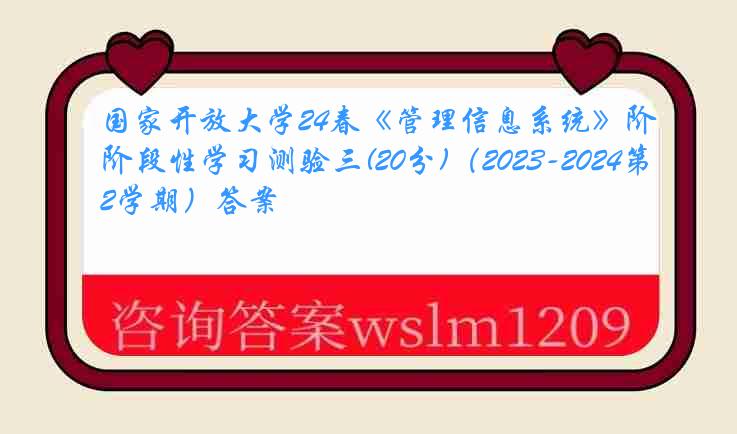 国家开放大学24春《管理信息系统》阶段性学习测验三(20分)（2023-2024第2学期）答案